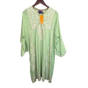 SANA SAFINAZ Embroidered Viscose Kurta Tunic  Green Size Large